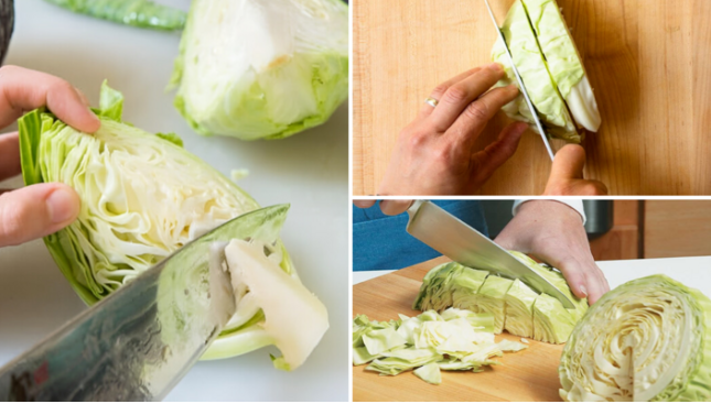 How to slice cabbage according to restaurant standards